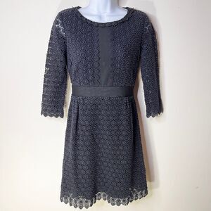 Diane Von Furstenberg Nolly Lace Dress Black Cotton Knee Length A-Line